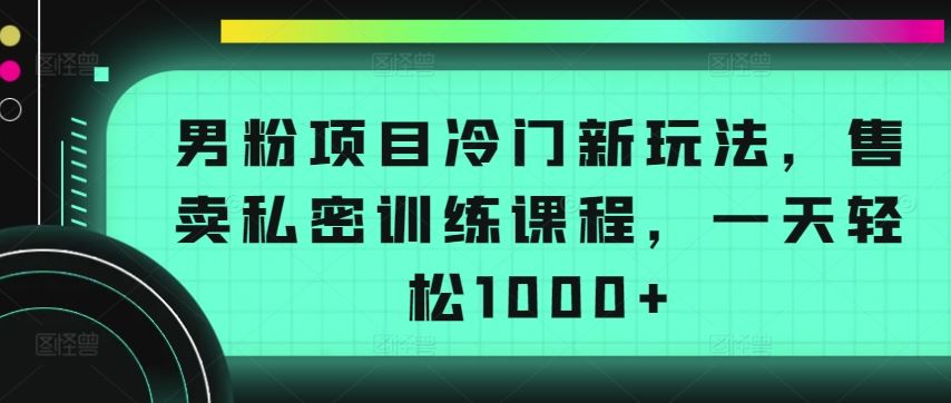 男粉项目冷门新玩法，售卖私密训练课程，一天轻松1000+【揭秘】-沐涵网络科技