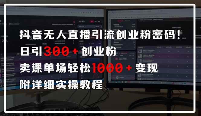（14564期）抖音无人直播引流密码！日引300+创业粉 单场轻松1000+变现 附详细实操教程-沐涵网络科技