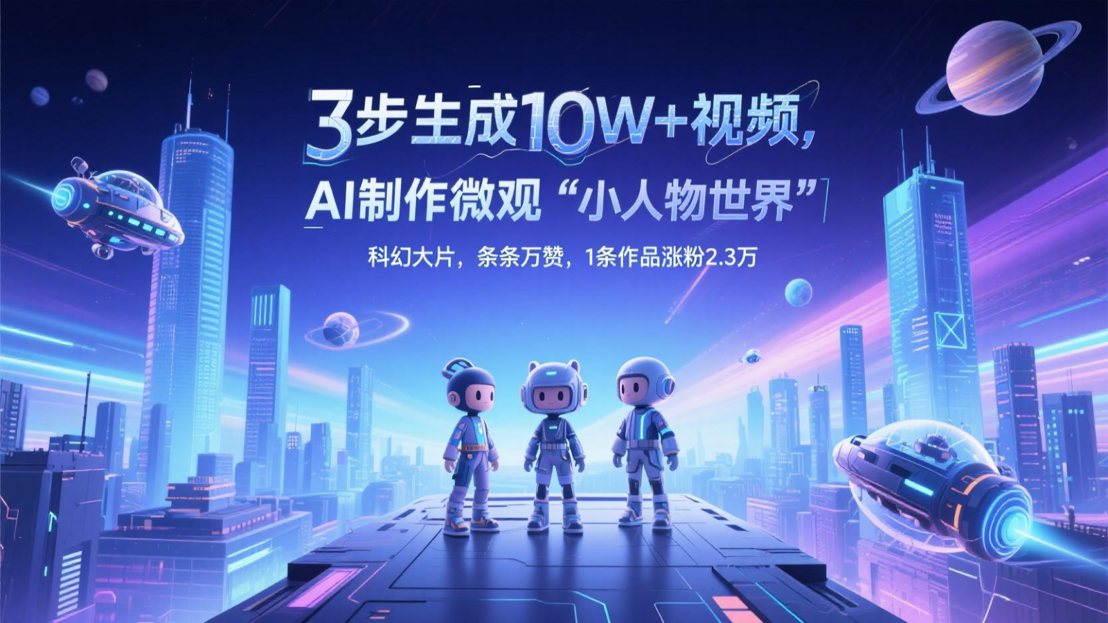 三步生成10W+视频，AI制作微观“小人物世界”科幻大片，条条万赞，1条作品涨粉2.3万-沐涵网络科技