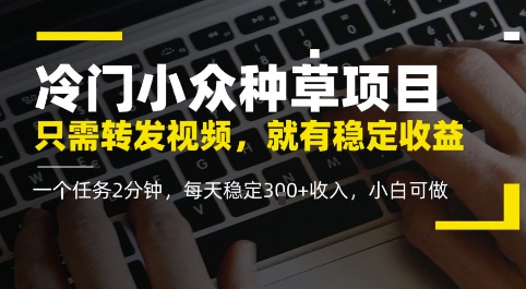 冷门小众种草项目，只需转发视频，每天就有稳定收益，无门槛，每天稳定3张+收入，小白可做-沐涵网络科技