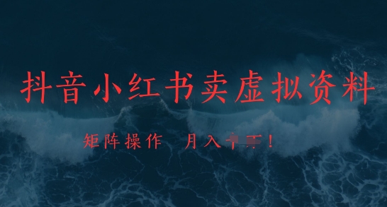 抖音小红书卖虚拟资料，市场需求一直存在，矩阵操作，月入1w+-沐涵网络科技