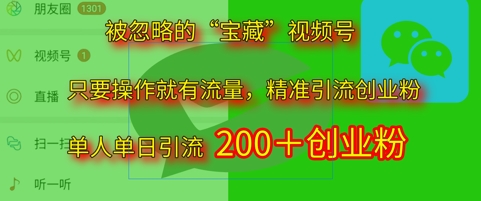 被忽略的“宝藏”视频号引流精准创业粉单人单日引流200+精准粉-沐涵网络科技