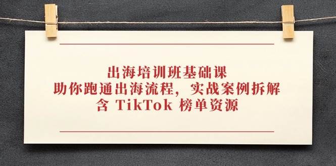 （14555期）出海培训班基础课，助你跑通出海流程，实战案例拆解，含 TikTok 榜单资源-沐涵网络科技