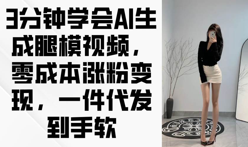 （14537期）3分钟学会AI生成腿模视频，零成本涨粉变现，一件代发到手软-沐涵网络科技
