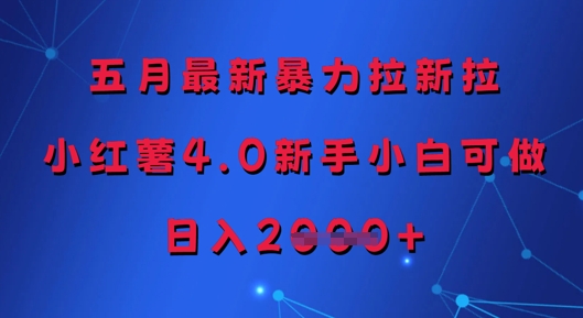 五月最新暴力拉新拉，小红薯4.0新手小白可做，日入多张-沐涵网络科技