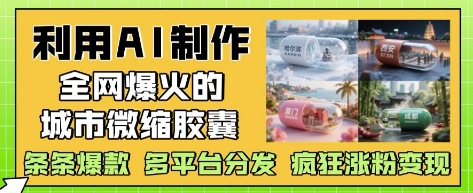 利用AI制作全网爆火的城市微缩胶囊，条条爆款， 多平台分发，疯狂涨粉变现-沐涵网络科技