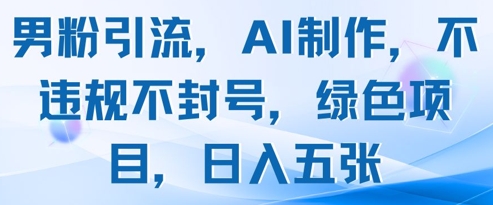 男粉引流，AI制作，不违规不封号，绿色项目，日入五张-沐涵网络科技