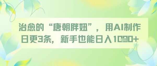 治愈的“唐朝胖妞”，用AI制作日更3条，新手也能日入多张-沐涵网络科技