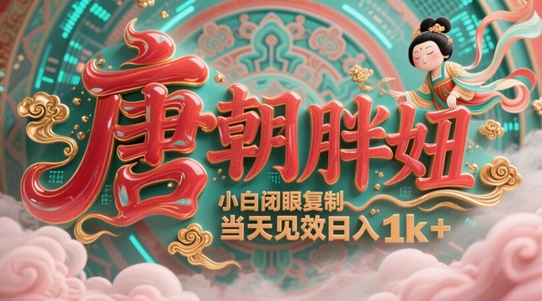用AI克隆“唐朝胖妞”日更3条，平台疯狂推流，小白闭眼复制，当天见效，日入1k+-沐涵网络科技