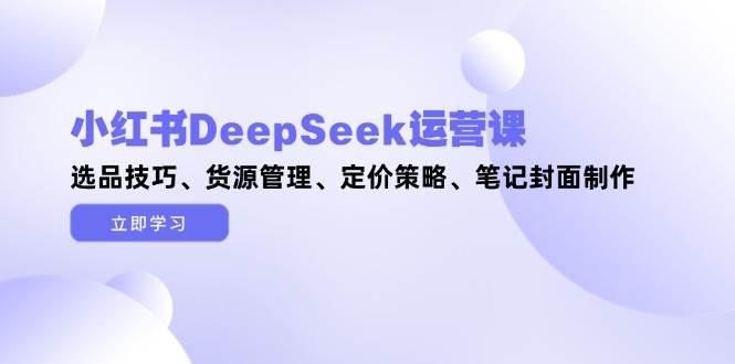 小红书DeepSeek运营课，选品技巧、货源管理、定价策略、笔记封面制作-沐涵网络科技