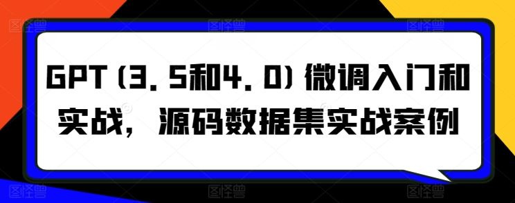 GPT(3.5和4.0)微调入门和实战，源码数据集实战案例-沐涵网络科技
