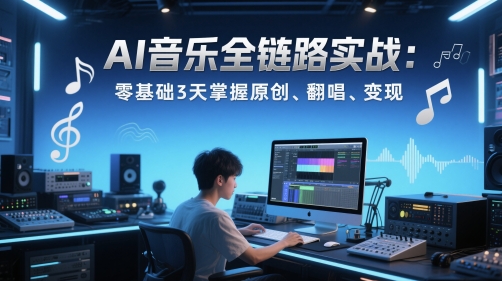 AI音乐全链路实战变现课：零基础3天掌握原创、翻唱、变现-沐涵网络科技