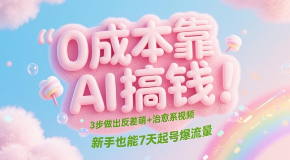 0成本靠AI搞钱！3步做出反差萌+治愈系视频，新手也能7天起号爆流量-沐涵网络科技