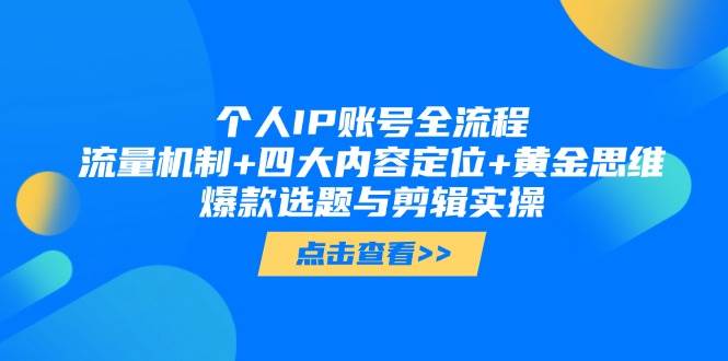 个人IP账号全流程：流量机制+四大内容定位+黄金思维, 爆款选题与剪辑实操-沐涵网络科技