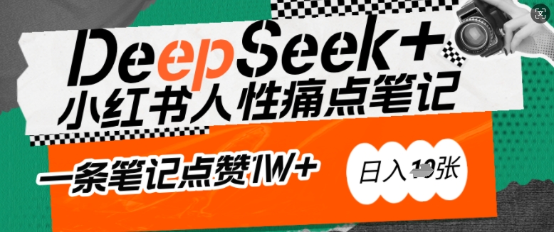 AI赋能小红书爆款秘籍：用DeepSeek轻松抓人性痛点，小白也能写出点赞破万的吸金笔记，日入多张-沐涵网络科技