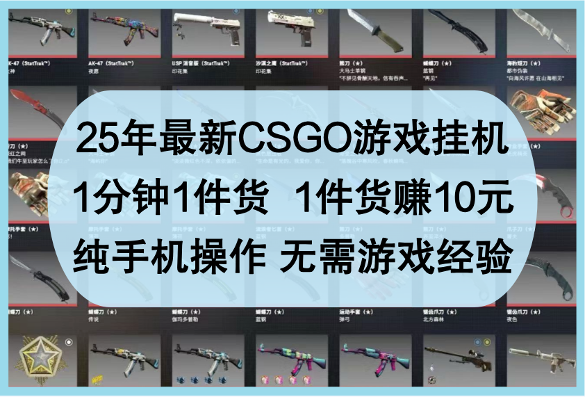 25年最新CSGO游戏挂机，1分钟1件货，1件货赚10元，纯手机操作，无需游戏经验-沐涵网络科技