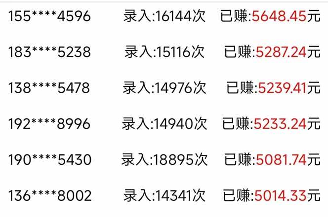 （14540期）信息录入，几秒一单，只需一部手机，小白轻松上手，日入500＋-沐涵网络科技