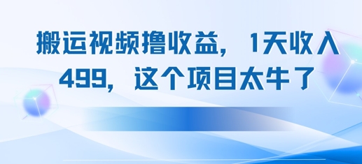 搬运抖音中视频撸收益，1天收入多张，这个项目太牛了-沐涵网络科技
