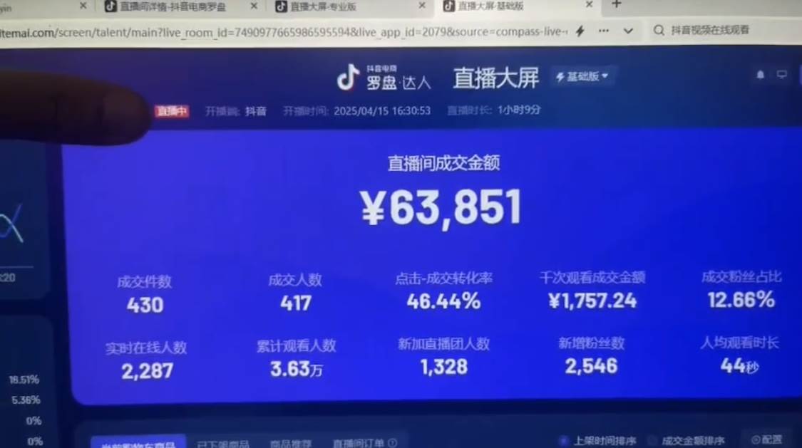 （14509期）抖音破价直播，靠不露脸读稿子， 日入多张，100%起号-沐涵网络科技