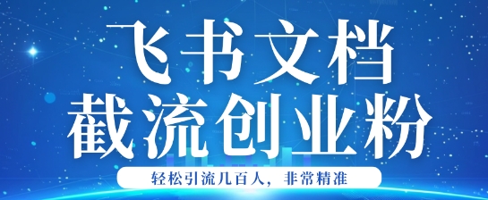利用飞书文档截流创业粉轻松引流200+-沐涵网络科技