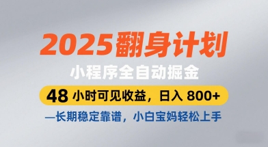 2025翻身计划，小程序全自动掘金，48小时可见收益，日入8张+，长期稳定靠谱，小白宝妈轻松上手【揭秘】-沐涵网络科技