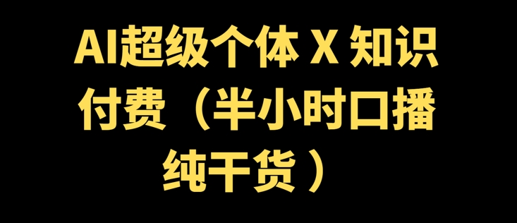 AI超级个体 + 知识付费(半小时口播纯干货 )-沐涵网络科技