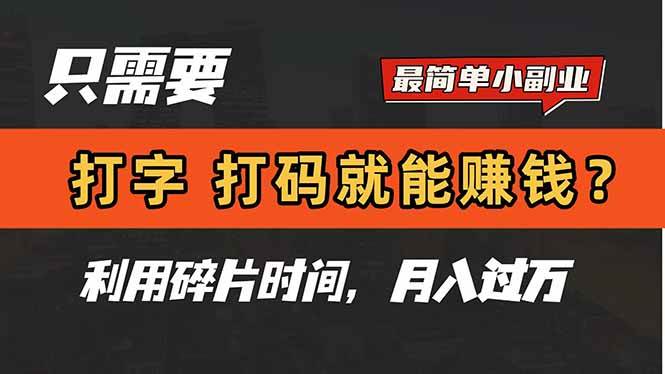 （14673期）只需要打字，打码，就能赚钱？简单的赚钱小副业，利用碎片时间，月入过万-沐涵网络科技