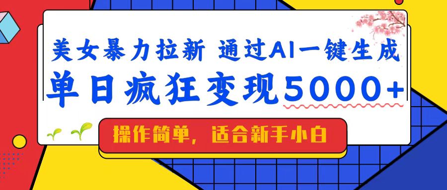 （14347期）美女暴力拉新，通过AI一键生成，单日疯狂变现5000+，纯小白一学就会！-沐涵网络科技