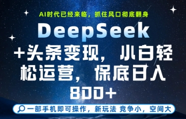 DeepSeek+头条变现，保姆级教学，小白轻松上手，日入8张+【揭秘】-沐涵网络科技