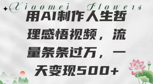 用AI制作人生哲理 感悟视频，流量条条过万，一天变现500+-沐涵网络科技