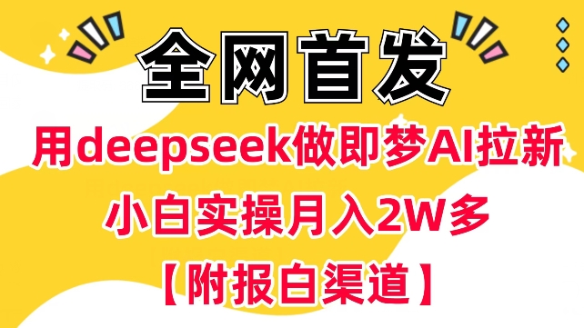 用deepseek做即梦Ai拉新 小白实操月入过W+【附报白渠道】-沐涵网络科技