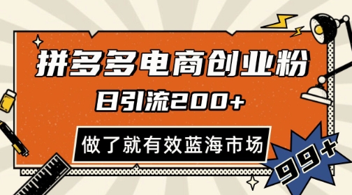 拼多多引流电商创业粉，日引200+，可矩阵放大，做了就有效【揭秘】-沐涵网络科技
