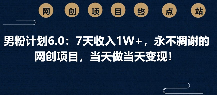 男粉计划6.0：7天收入1W+，永不凋谢的网创项目，当天做当天变现！-沐涵网络科技