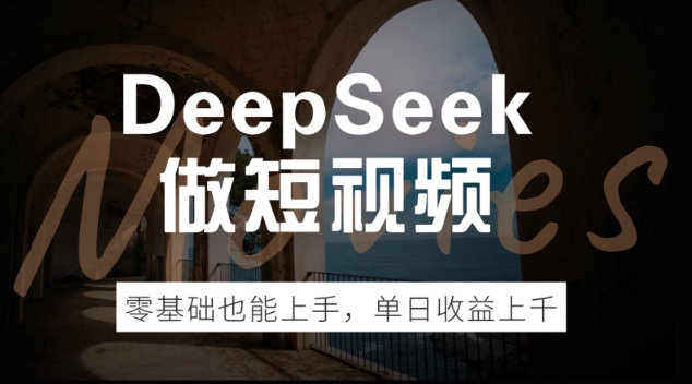 DeepSeek做短视频，零基础也能上手，单日收益多张-沐涵网络科技
