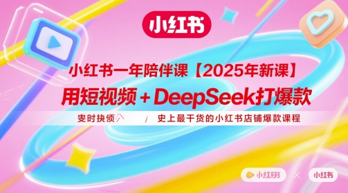 小红书一年陪伴课【2025年新课】，用短视频+deepSeek打爆款，史上最干货的小红书店铺爆款课程-沐涵网络科技