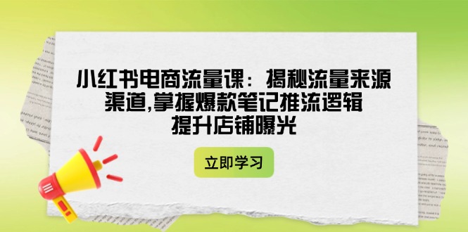 （14318期）小红书电商流量课：揭秘流量来源渠道,掌握爆款笔记推流逻辑,提升店铺曝光-沐涵网络科技