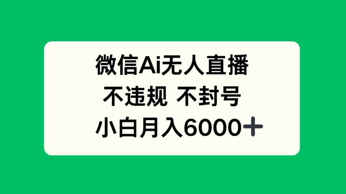 （14733期）微信AI无人直播，不违规 不封号 ，小白月入6000+-沐涵网络科技