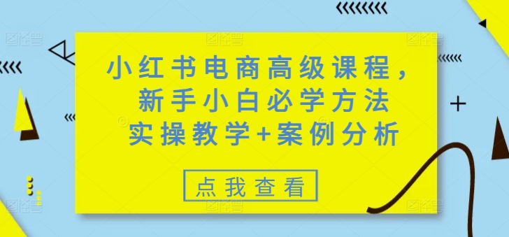 小红书电商高级课程，新手小白必学方法，实操教学+案例分析-沐涵网络科技