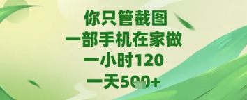 你只管截图，一部手机在家做，苹果安卓都可以，一天5张+【揭秘】-沐涵网络科技