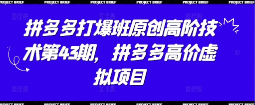 拼多多打爆班原创高阶技术第43期，拼多多高价虚拟项目-沐涵网络科技