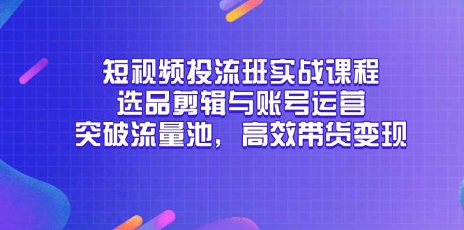 （14868期）短视频投流班实战课程，选品剪辑与账号运营，突破流量池，高效带货变现-沐涵网络科技