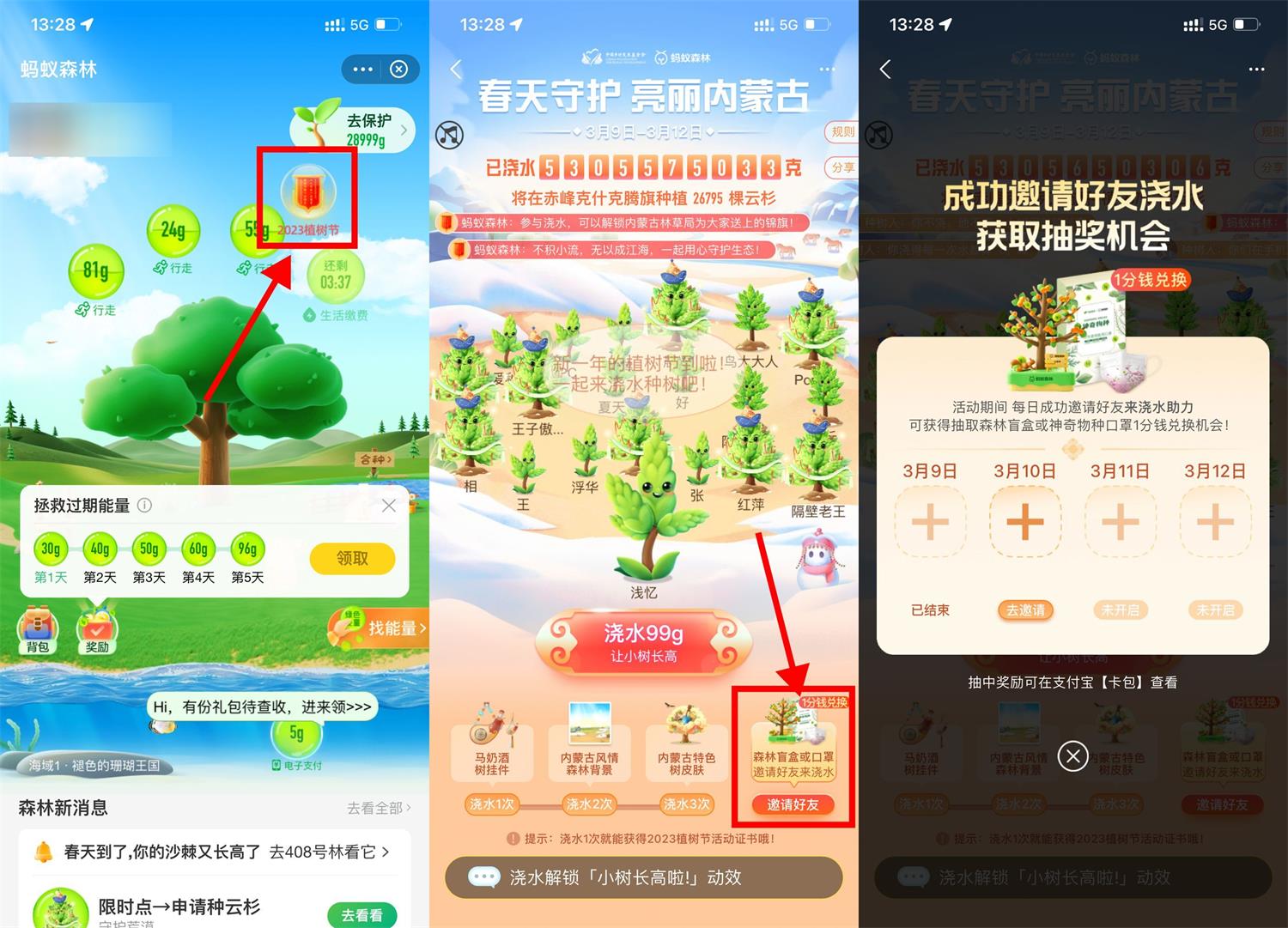 蚂蚁森林邀请浇水抽口罩或盲盒-沐涵网络科技