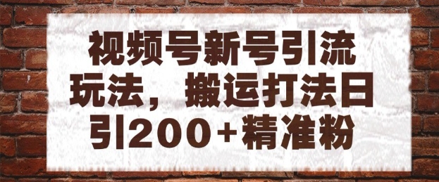 视频号新号引流玩法，搬运打法日引200+精准粉，可矩阵放大【揭秘】-沐涵网络科技