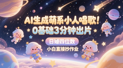 AI生成萌系小人唱歌，0基础3分钟出片，28个作品涨粉8.9W，单条最高19W赞，日入四位数，小白直接抄作业-沐涵网络科技