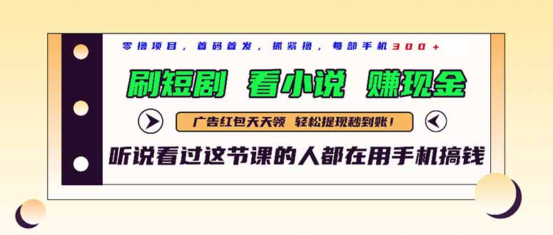 最新短剧平台，刷短剧，看小说，赚现金，一部手机日入300+-沐涵网络科技